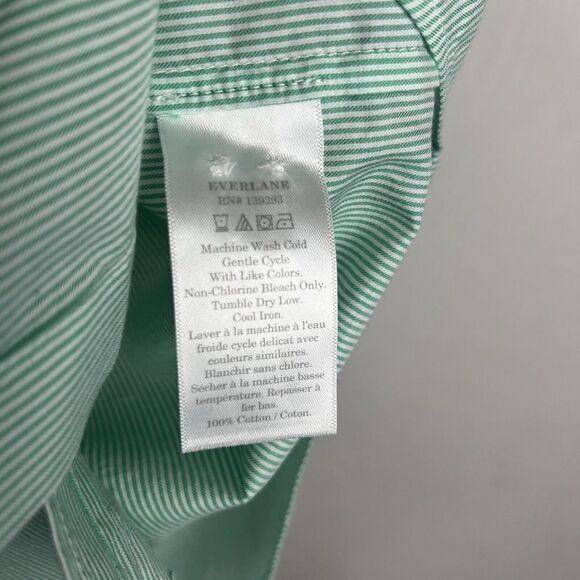 Everlane The Relaxed Fit Oxford Shirt 6 Women New Mint Green Pinstripe Button - Picture 7 of 8